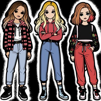 three realistic girls