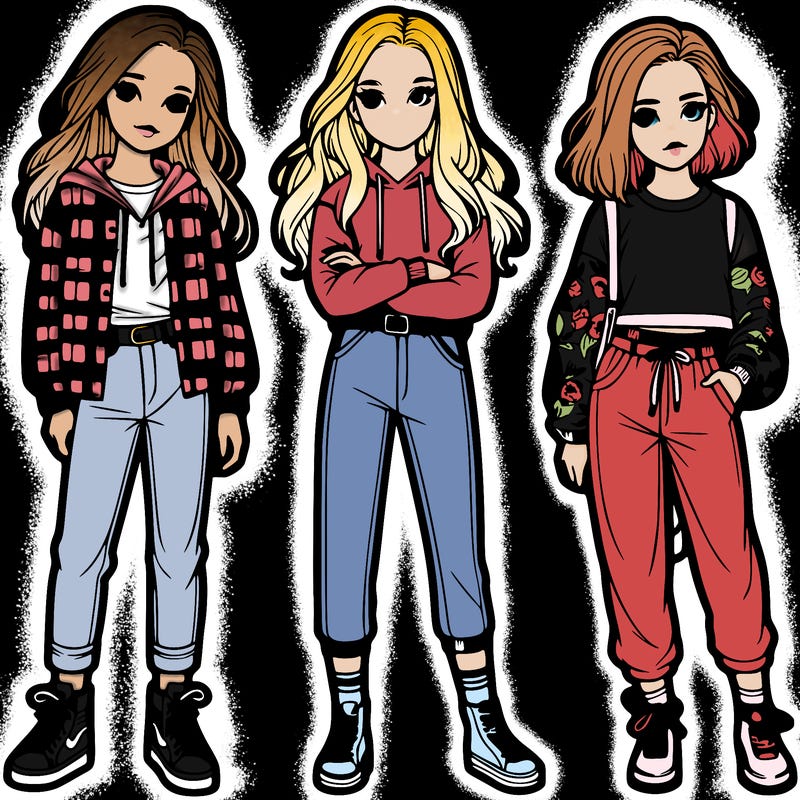 three realistic girls