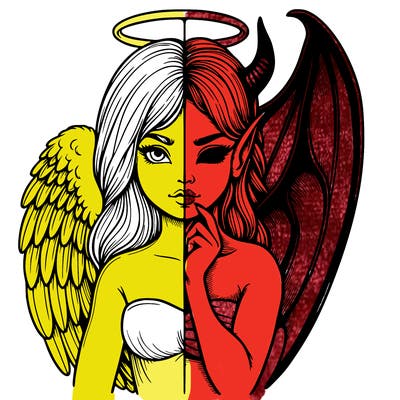 realistic angel half demon