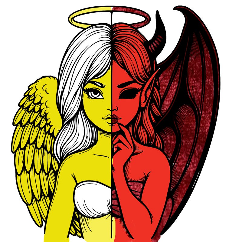 realistic angel half demon