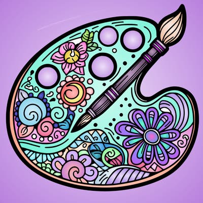 decorated paint palette