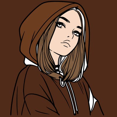 a realistic girl in a hoodie