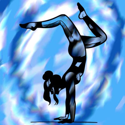 a woman doing a handstand