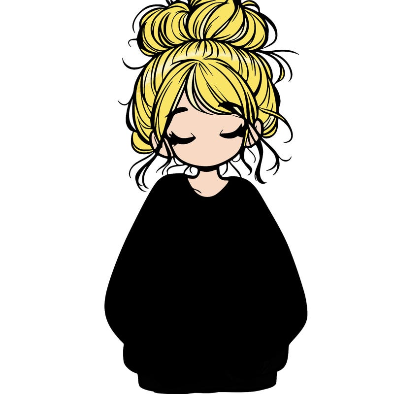 girl with baggy sweatshirt and messy bun