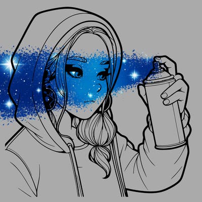 a realistic girl, spray painting