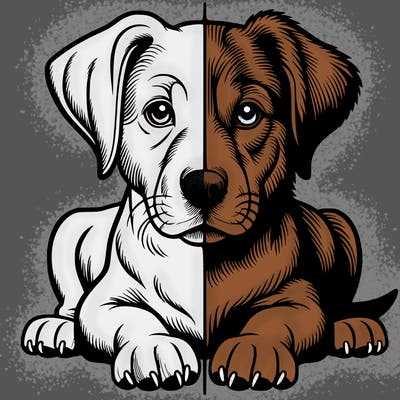 realistic dog split picture