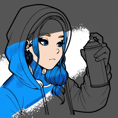 a realistic girl, spray painting