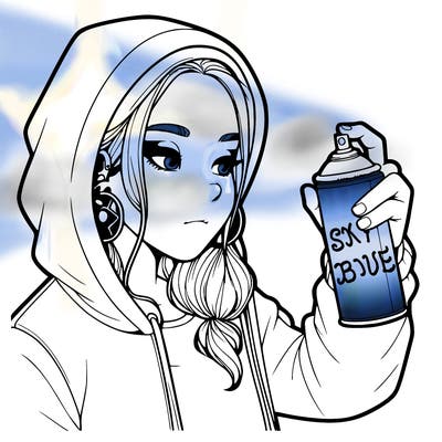 a realistic girl, spray painting