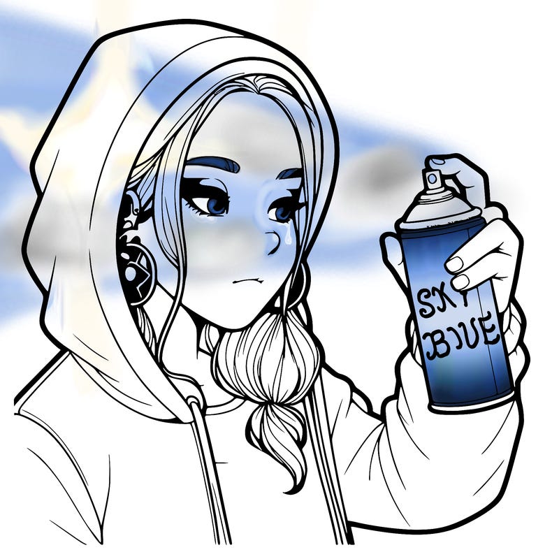 a realistic girl, spray painting