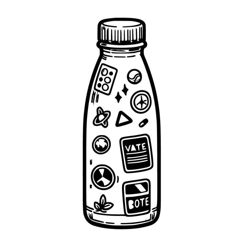 metal water bottle with stickers