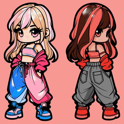 girl in crop top and baggy pants