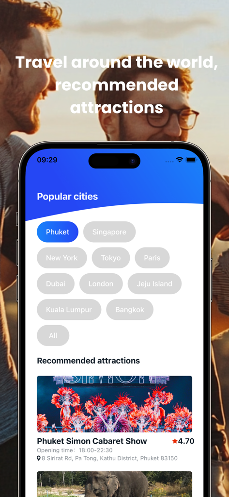 HaloGo-life share - Interface of HaloGo app featuring popular global cities and recommended travel attractions