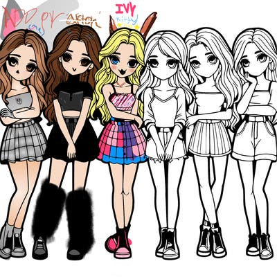 a group of girls realistic