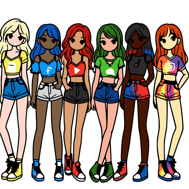 a group of girls wearing crop tops and shorts