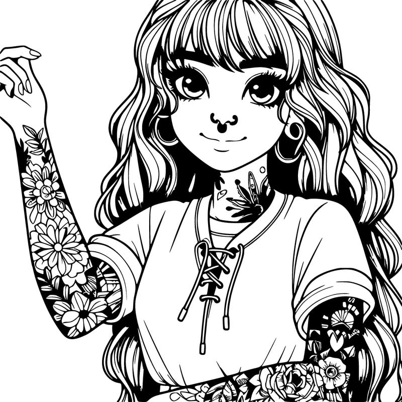 realistic girl with sleve tattoos