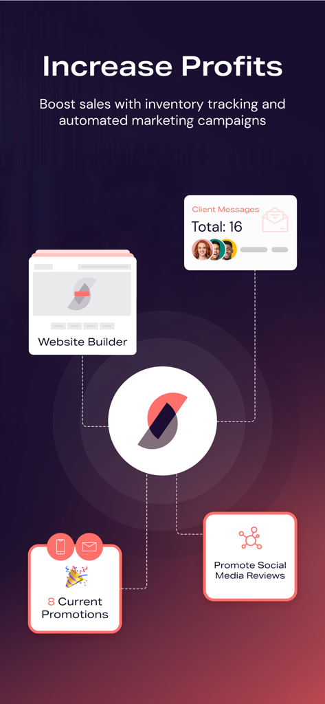 DaySmart Salon Software - DaySmart Salon App Marketing-Tools einschließlich Website-Builder-Kunden-Nachrichten und Geschäftsangebote