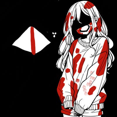 manga teen girl  in a sweater and baggy pants