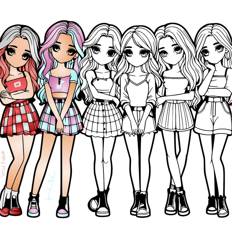 a group of girls realistic