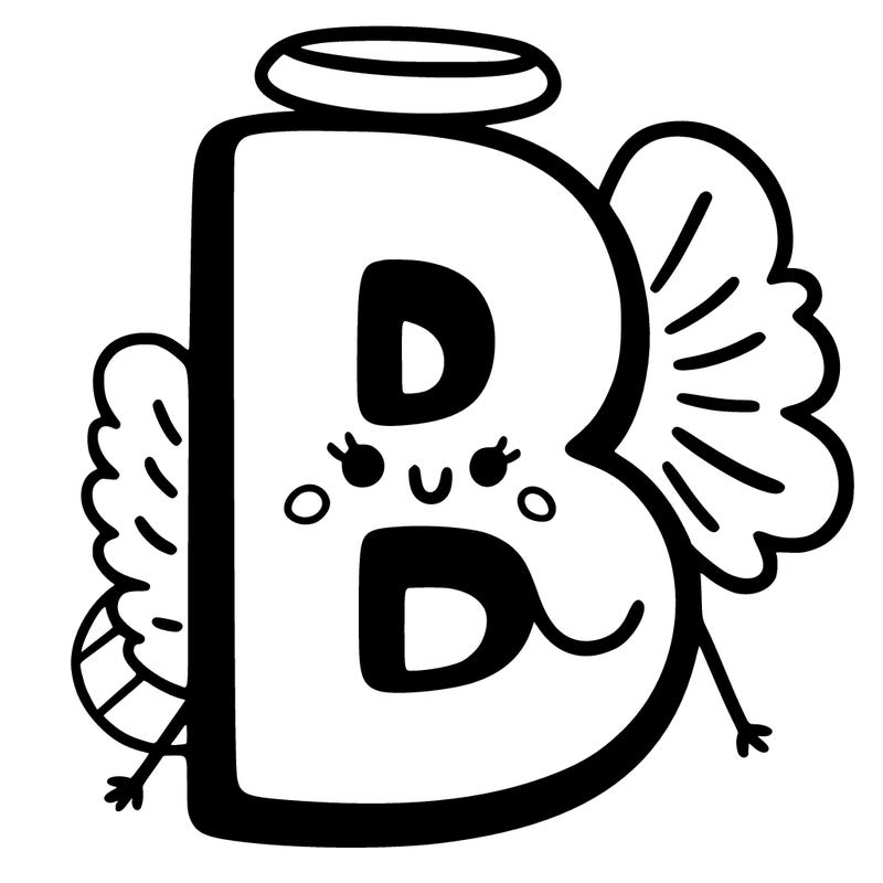 letter b with a halo and wings