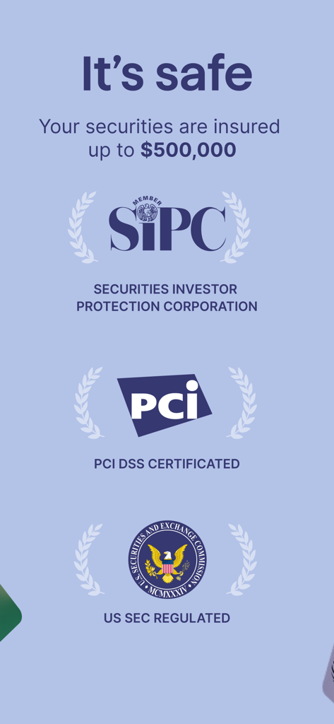 Bamboo app security screen showing SIPC insurance and US SEC regulation certifications
