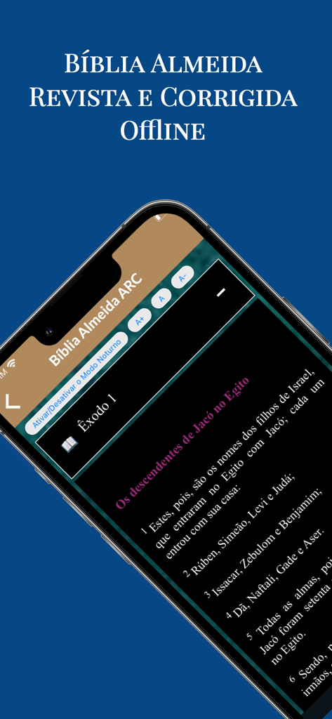 Interface da versão offline da Bíblia Almeida no aplicativo Esboços de Pregações mostrando um capítulo de Êxodo.