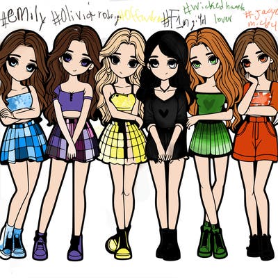 a group of girls realistic