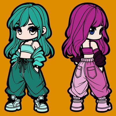 girl in crop top and baggy pants