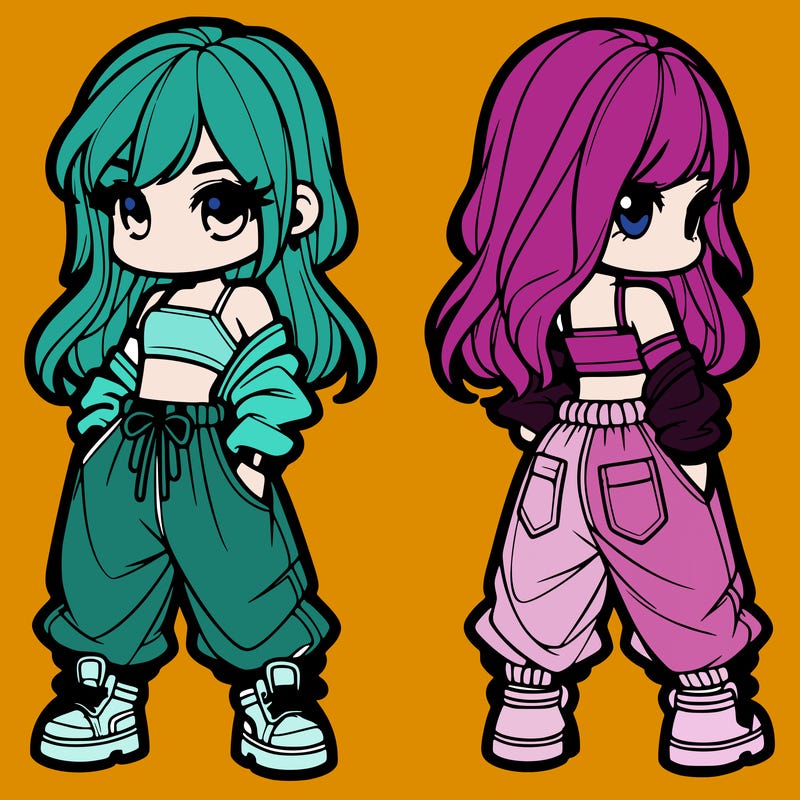 girl in crop top and baggy pants