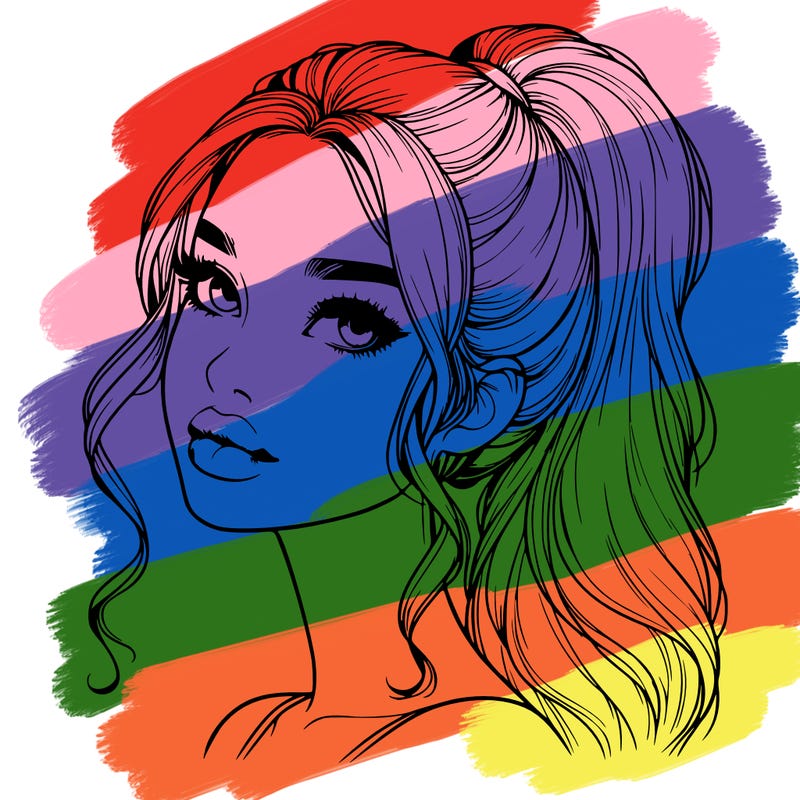 realistic girl with a ponytail on her hair and lips