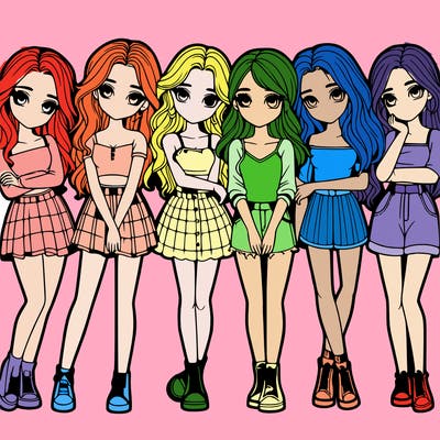 a group of girls realistic