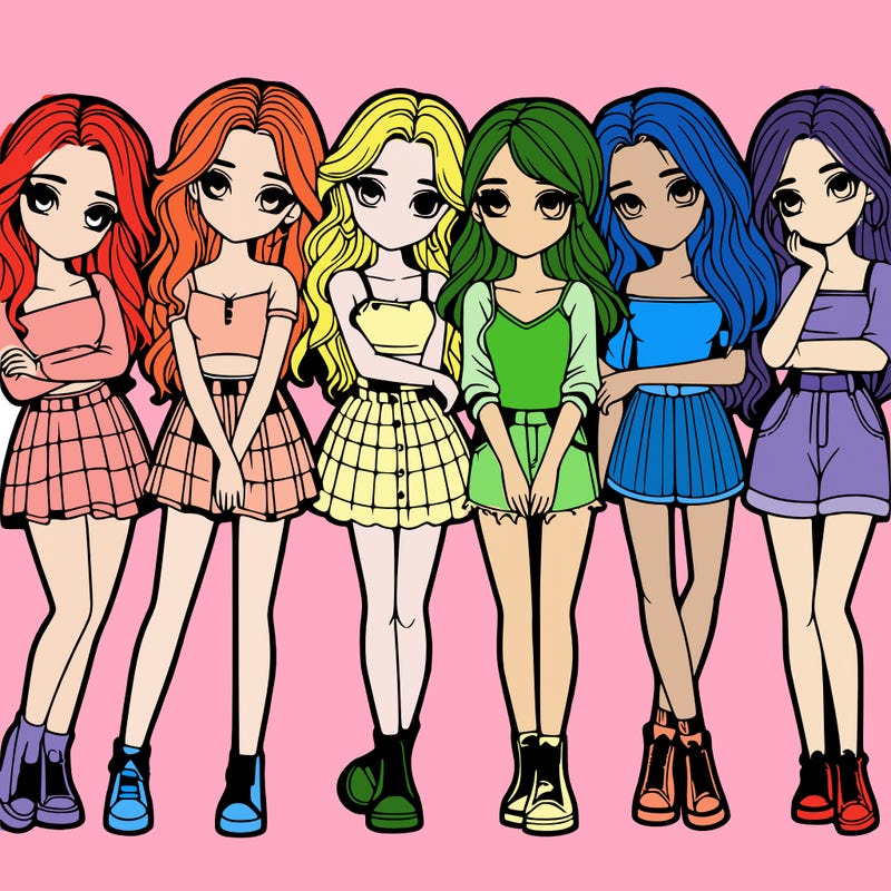 a group of girls realistic