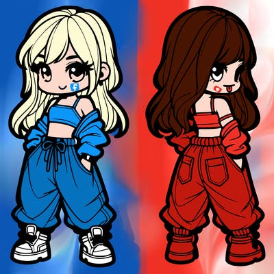 girl in crop top and baggy pants