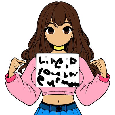 girl holding a blank sign in a long sleeve crop top