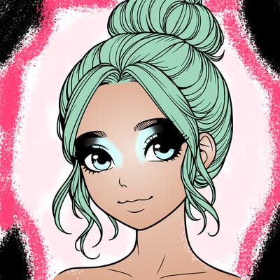 realistic pretty girl with hair in bun