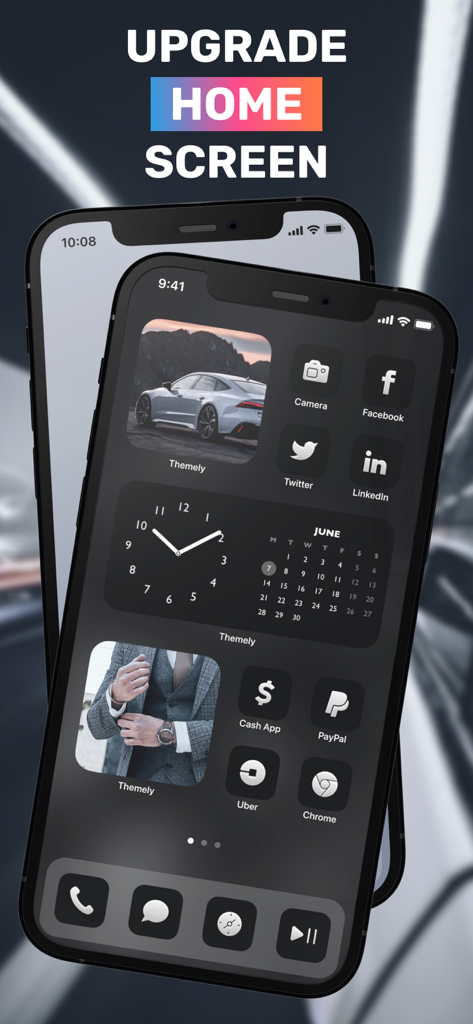 Themes - Icon Changer + Widget - iPhone home screen with custom dark aesthetic icons and widgets from the Themely app