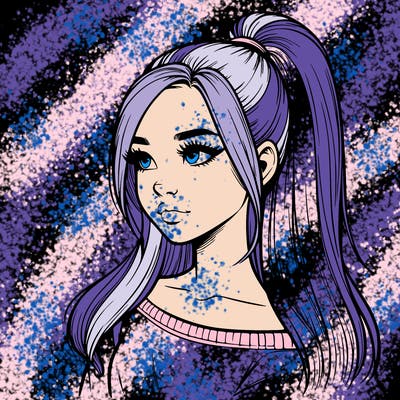 realistic girl with a high ponytail