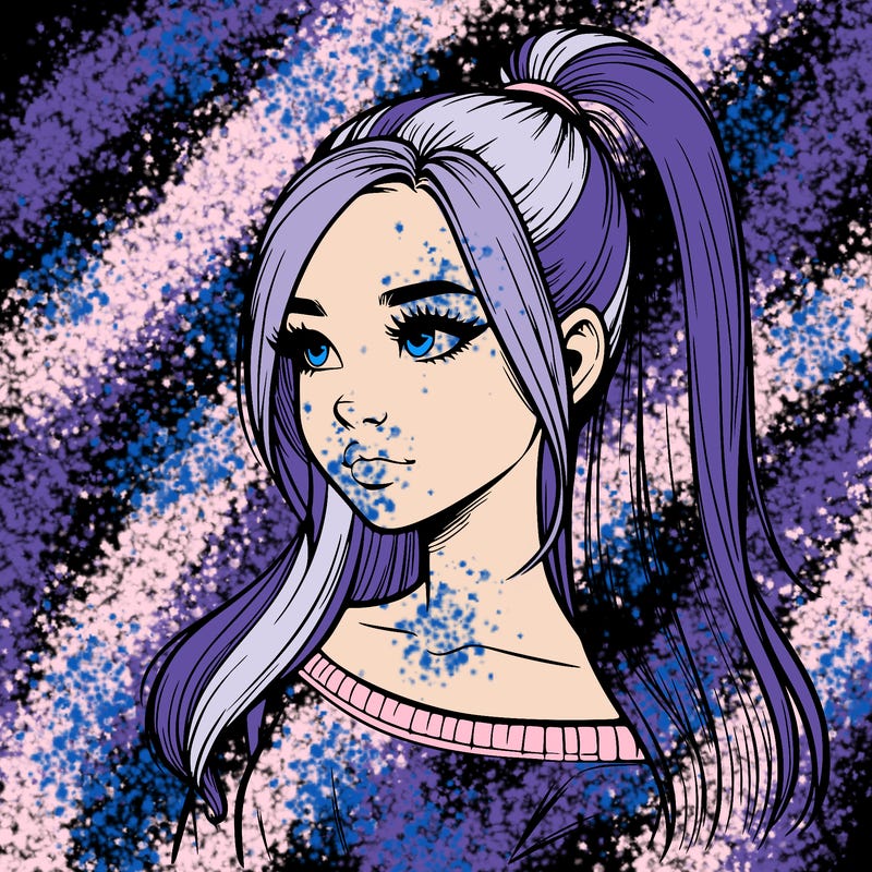 realistic girl with a high ponytail