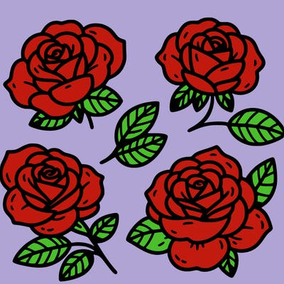 cute four pieces roses