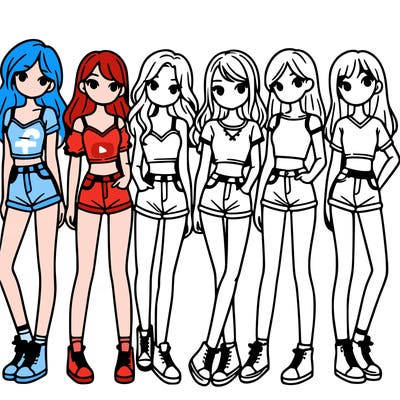 a group of girls wearing crop tops and shorts