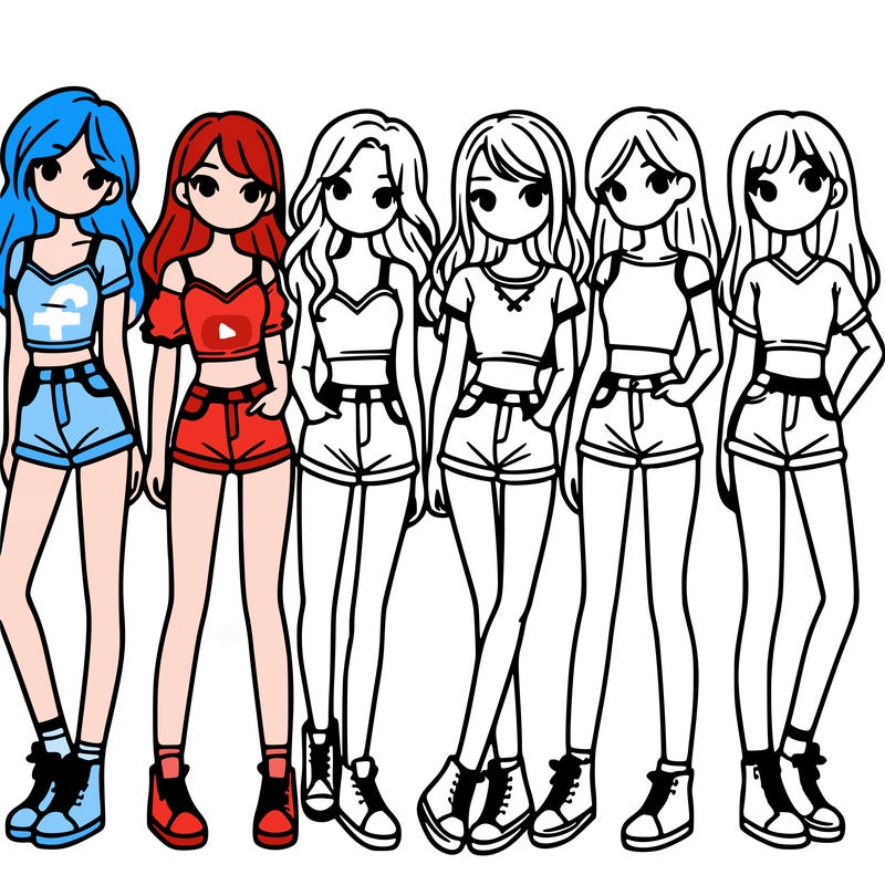 a group of girls wearing crop tops and shorts