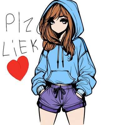 realistic girl in shorts and hoodie