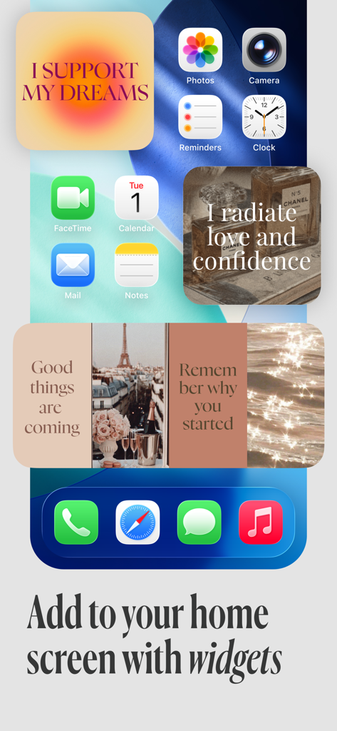 Vision Board Maker | Manifest - Widgets estéticos de manifestación y tableros de visión en la pantalla de inicio de un iPhone
