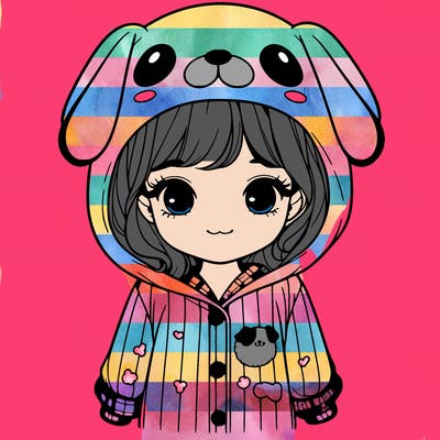 realistic girl in dog pjs