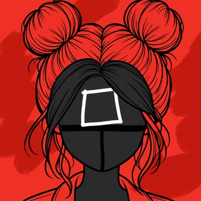 realistic girl with buns on the top of her hair