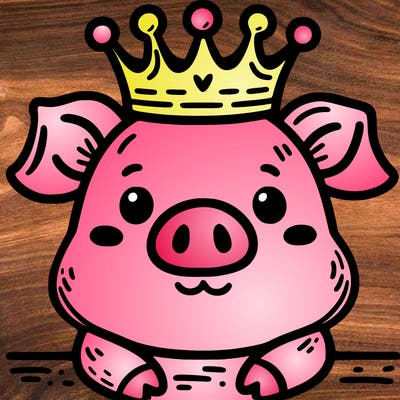 pig wearing crown