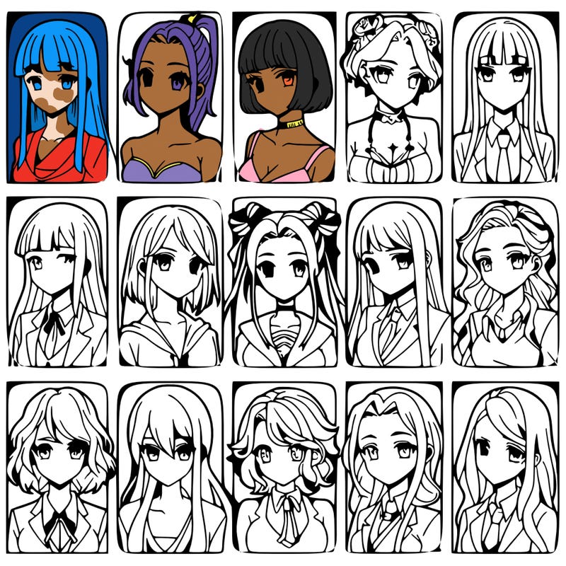 girls that look diffrent anime