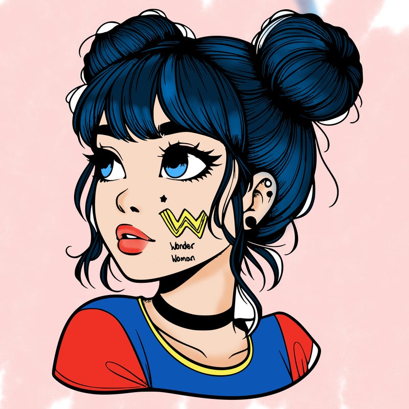 realistic girl with spacebuns