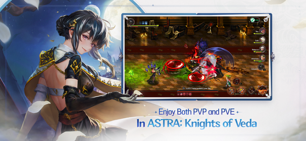 ASTRA: Knights of Veda - Ilustración de personaje y jugabilidad de combate de acción de desplazamiento lateral de ASTRA Knights of Veda