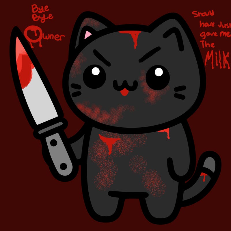 cat with a knife