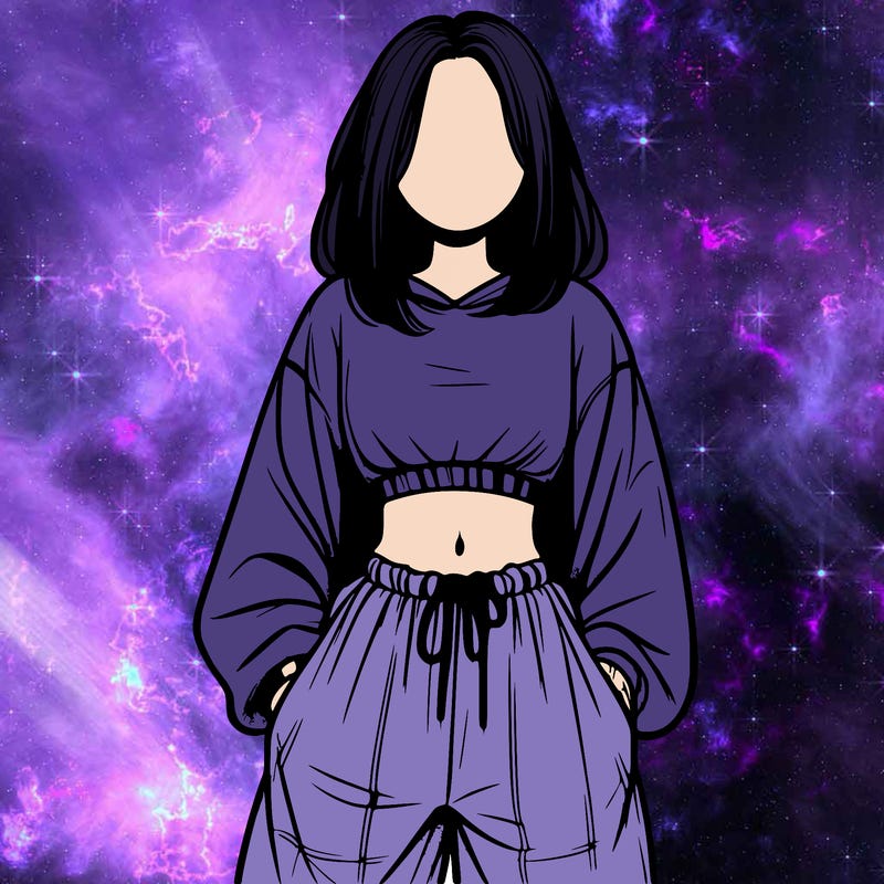 realistic girl faceless with baggy pants and a crop top
